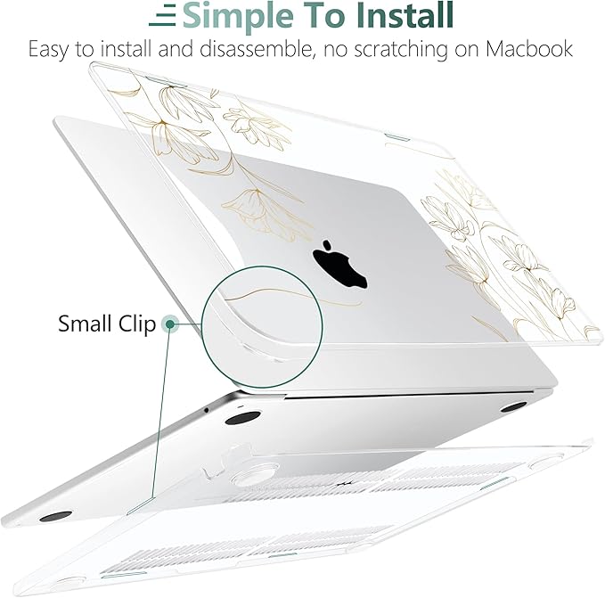 TWOLSKOO Compatible with M4 MacBook Air 15 inch Case 2025-2023 Released Model M4 A3241 M3 A3114 M2 A2941, Plastic Hard Shell & Screen Protector & Keyboard Cover & Trackpad Film, Florals X449