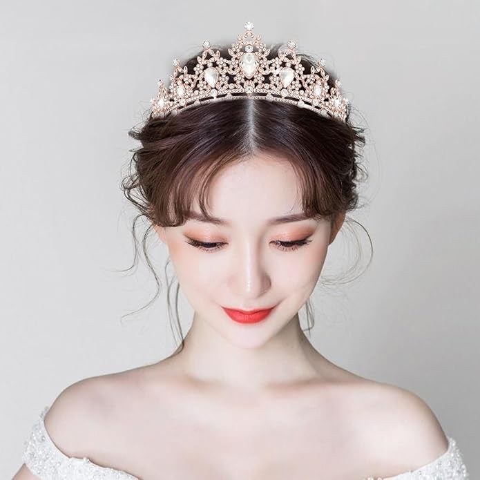 Crystal Tiaras & Crowns for Women, Bride Royal Queen Headband Princess Headpieces for Birthday Cake Crown & Prom Pageant Party