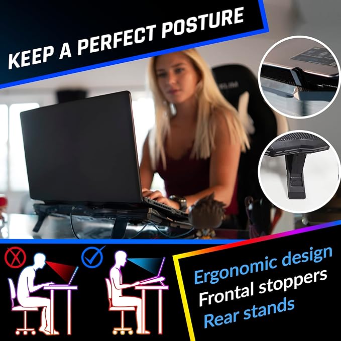 KLIM Wind Laptop Cooling Pad - More Than 500 000 Units Sold - New Version - The Most Powerful Rapid Action Cooling Fan - Laptop Stand with 4 Cooling Fans at 1200 RPM - USB Fan - PS5 PS4 - RGB