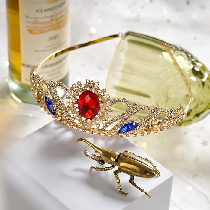 Princess Dress Up Accessories Tiara Crown Sparkle Gold Crown for Birthday Christmas Halloween Cosplay