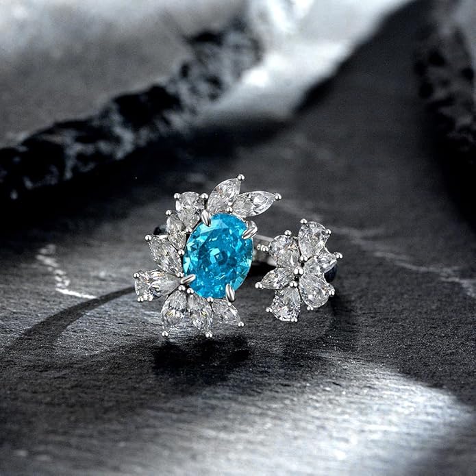 14K Solid Gold over 925 Silver 2 Carat 7 * 9 MM Oval Cut Moissanite/Ruby/Aquamarine Adjustable Ring,Chic Accessory for Modern Women