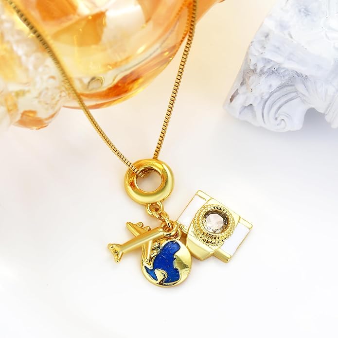 MISS RIGHT Dainty Gold Evil Eye Hamsa Hand Coin Lucky Charm Pendant Necklace for Women Trendy Vintage Paperclip Chain Sun Moon Clover Flower Chunky Charm Necklace Jewelry Gifts