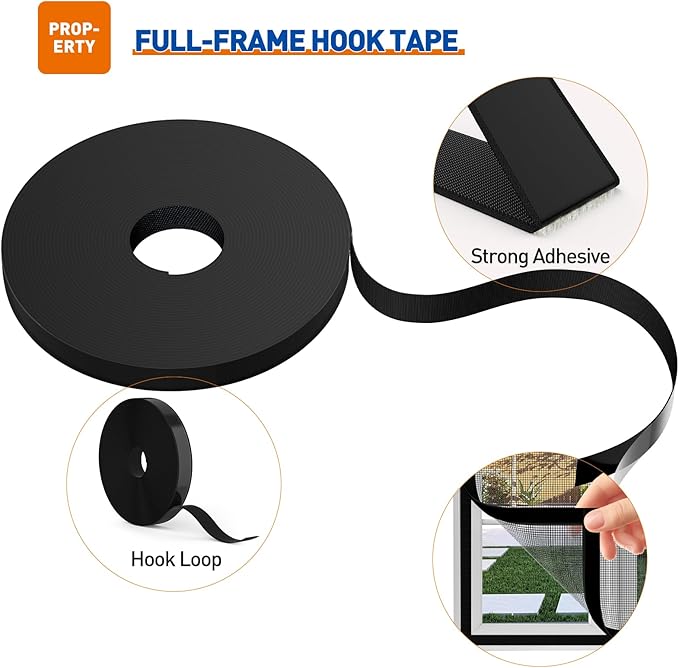 MAGZO Customized Window Screen,Screen Mesh Attachable and Detachable with Hook Tape, Durable, Washable
