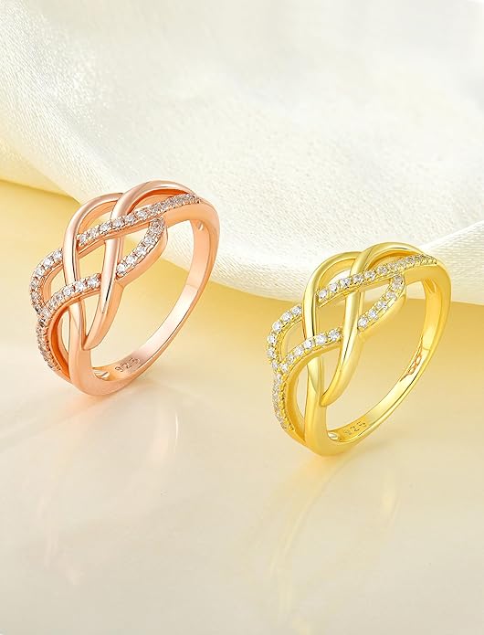 YL Celtic Knot Rings 925 Sterling Silver Twisted Knot Ring Birthstone Infinity Statement Jewelry for Women-size5