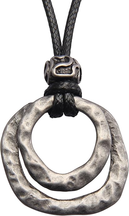 GelConnie Boho Necklaces for Women Vintage Silver Circles Long Pendant Necklace Cowgirl Sweater Necklace Adjustable Leather Choker Necklace for Women