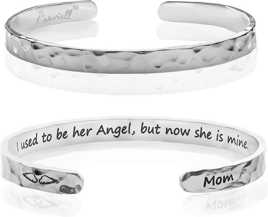 Carviell Engraved Cuff Bracelets for Women – Inspirational, Friendship, Love, Mom, Daughter, Sister, Christian, Graduation, Memorial & Wedding Gifts – 80+ Phrases – Stainless Steel, Gift-Ready