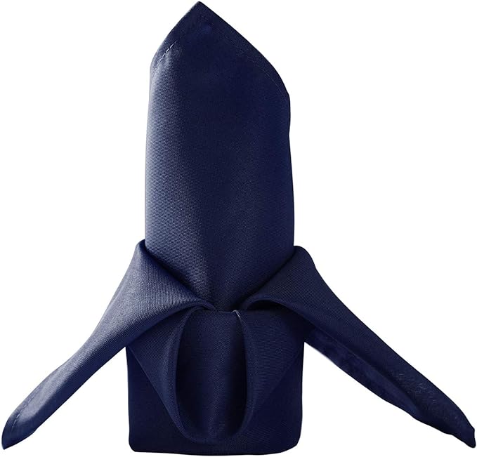 50pcs Polyester Cloth Napkins - 17 x 17 inch Navy Dinner Washable Napkins with Hemmed Edges for Restaurant/Wedding/Hotel(50,Navy)