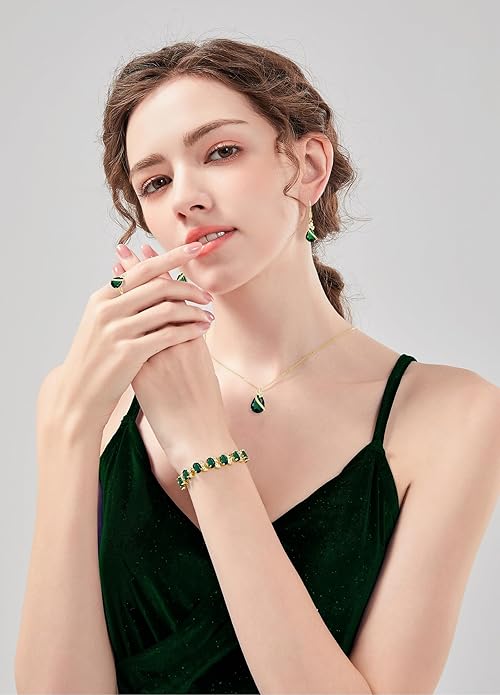GZWHD Jewelry Set for Women CZ Earrings Necklace Ring Bracelet Set Prom Party Wedding Jewelry Gift for Mother Friend Wife