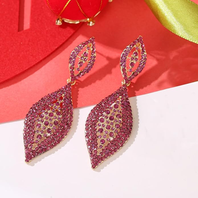 Elegant Rhinestone Dangle Earrings Crystal Wedding Bridal Long Dangling Drop Earrings Chandlier Earrings for Women Bridesmaid