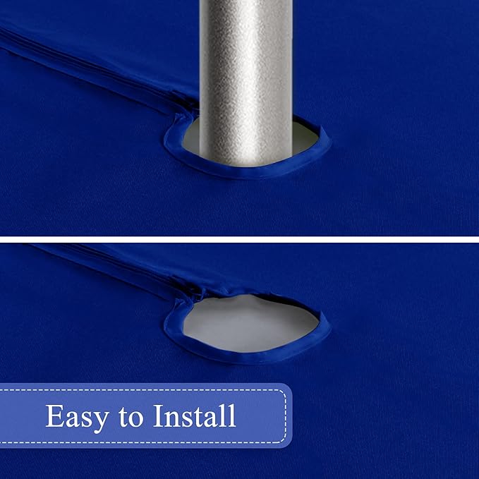 SARAFLORA Outdoor and Indoor Tablecloth -60x84 inch, Blue, Wrinkle Free Washable Waterproof Table Cloth with Umbrella Hole and Zipper Rectangle Table Cover for Spring/Summer/Patio/Picnic/BBQS/Party