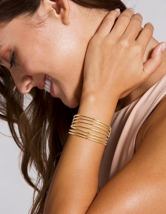 Multi-layer Cuff Bracelet for Women Cross Wire Bracelets Open Wide Cuff Gold Bangle Bracelet