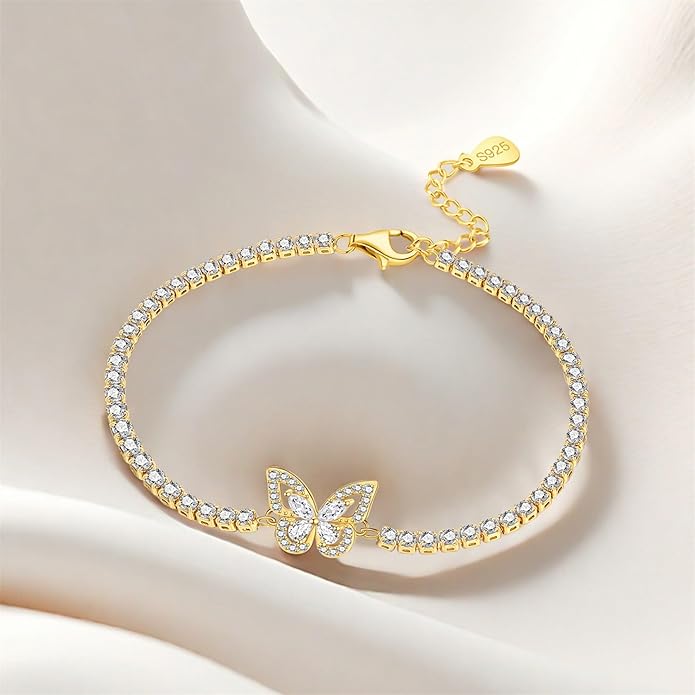 Women's 925 Sterling Silver Bracelet, Non Tarnish 18K Gold Plated Bracelets for Women, Dainty Chain Simple Jewelry Cute Handmade Minimalist for Gift