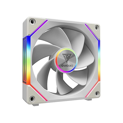 GAMDIAS AEOLUS P2-1203 120mm ARGB PWM Fan (3 Pack, no Hub), Include Reverse Fan Blade x3 & Controller, ARGB Sync, Easy Installation & Cabless Daisy-Chain Design, Silent Operation, Up to 2400RPM, White