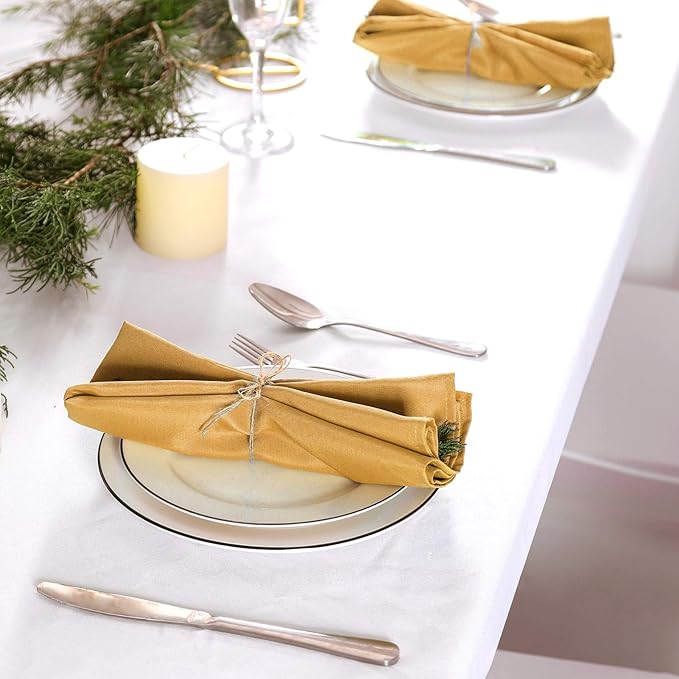 25pcs Polyester Cloth Napkins - 17 x 17 inch Gold Washable Dinner Napkins with Hemmed Edges for Restaurant/Wedding/Hotel(25,Gold)