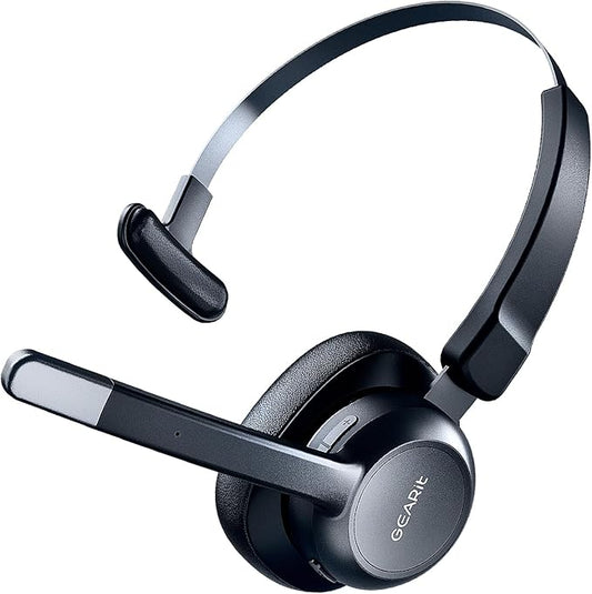 GEARit Wireless Bluetooth Headset with Mic - Multipoint Dual Connect, Noise Cancelling Trucker Headset for Phone Calls - All-Day Talk Time - Headphone with Microphone & Mute Button for Office Work