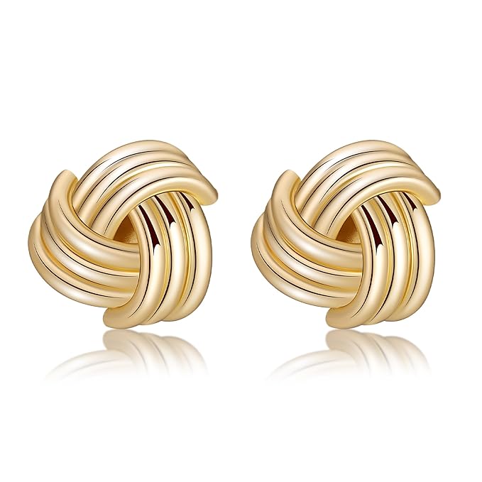 Statement Knot Link Earrings, Chunky Geometric Drop Dangle, Fashion Jewelry for Women