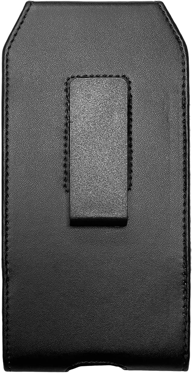 Leather Cellphone Holster for iPhone 12/13/14/15 Pro Max/Plus, Samsung Galaxy A04S A13 A14 A15 S22 S23 S24 Plus, TCL 40 XE XL - Vertical Case Waist Carrying Pouch with Belt Clip/Loops, Black