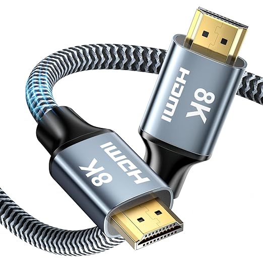 8K HDMI Cable 12ft, 48Gbps High Speed HDMI 2.1 Cable, HDMI Cord 8K@60Hz 4K@120Hz Support for HDR eARC HDCP 2.2&2.3, HDMI Cable 2.1 Compatible with HDTV, Laptop, Monitor, PC