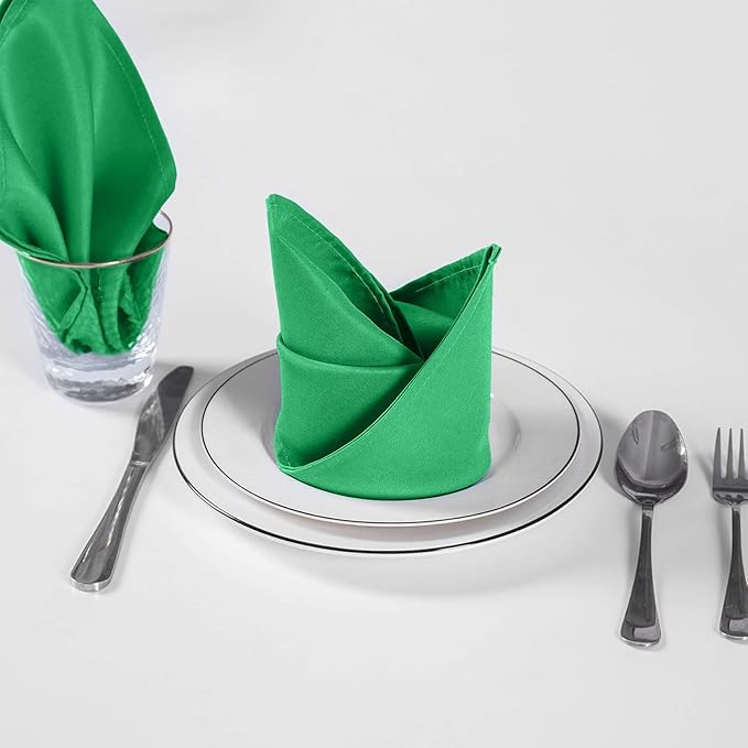 Cloth Napkins 17x17 inch Washable Polyester Dinner Napkins Soft Table Napkins for Wedding Party Dining Banquet(Emerald,25PCS)