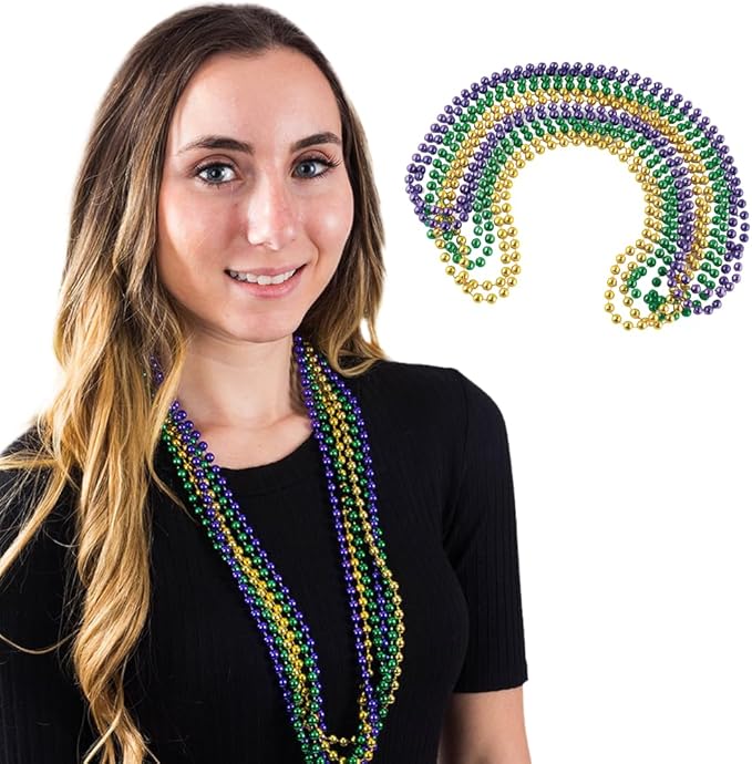 Funny Party Hats Mardi Gras Beads Necklaces - Party Costumes Accessories 144 Pc