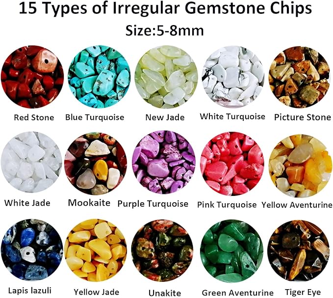 Gemstone Beads Natural Irregular Shaped Stone Chips Crystal Energy Healing Power for Jewelry Making(15-1)