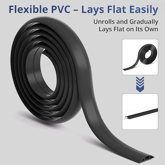ZhiYo 10ft Cord Covers for Wires on Floor, Cord Hider Floor Hide Extension Cords, Soft PVC Cable Cover Cable Protector, Cable Cavity W0.62in H0.31in, Yellow Oak Wood