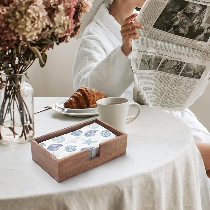 Guest Towel Napkin Holder, Wood Napkin Holder for Table, Disposable Hand Towel Tray, Wooden Napkin Basket Tray for Kitchen Bathroom (9.5 x 5.5 x 2.5 inch)