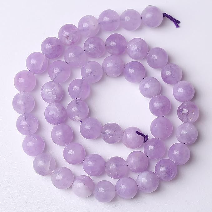 6mm 60pcs Natural Lavender Amethyst Beads Round Loose Gemstone Crystal Energy Healing Power Stone Beads for Jewelry Making DIY Bracelet 15 Inch
