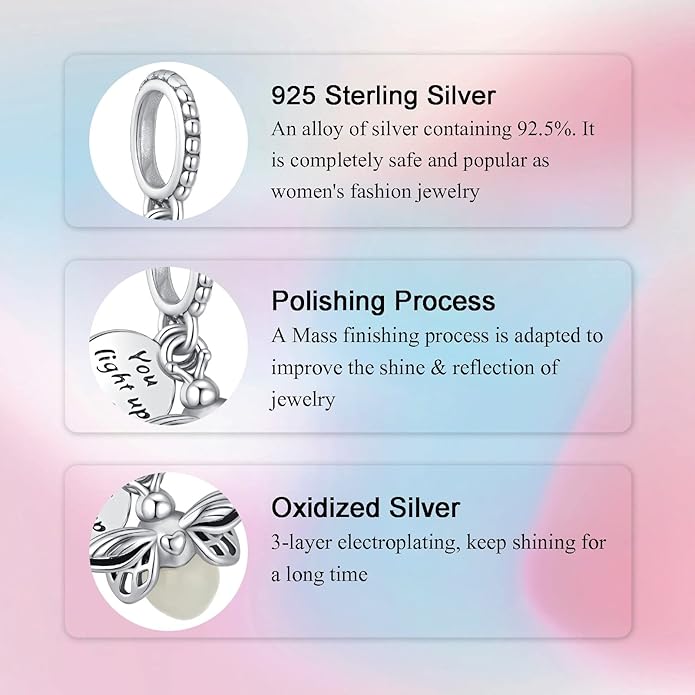 Birthday Fashion Love Heart Dangle Charm 925 Sterling Silver Charms fits Bracelets and Necklace Pendant Bead Charms Jewelry Present for Women Family Friends
