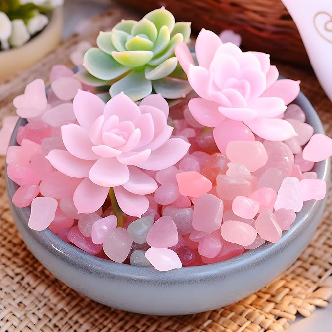 Polished Rose Quartz Crystal Chips 200 Pcs - 0.3" 10 oz Tumbled Stone Chips Crushed Sea Glass Stones Healing Reiki Crystal Jewelry Making Home Decoration