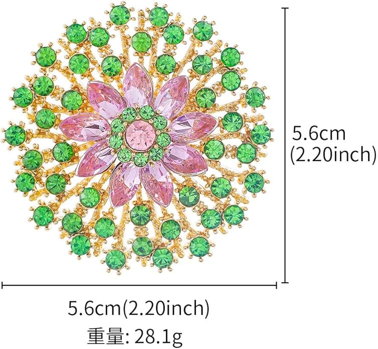 Rhinestone Crystal Flower Brooch Pin Sparkling Large Crystal Sunflower Brooch Vintage Floral Lapel Pins Rhinestone Flower Bouquet Broochs Rose Snowflake Broochs Wedding Bridal Dress Jewelry for Women