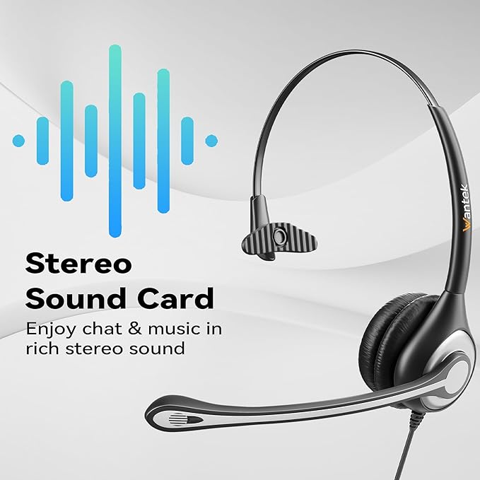 Headset wtih Mic, USB Headset with Microphone for PC, Computer Headset with Noise Canceling Microphone with Mute for Home Office Online Skype Zoom Meetings