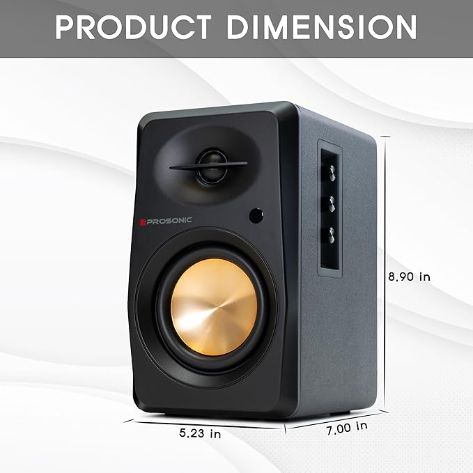 Prosonic BT30(2023 Version) Active Powered Bluetooth Bookshelf Speakers, Studio Monitor, Home Theater, Turntable with Optical Input, Coaxial Input, 2X RCA Aux Line Input, 80 Watts, (Black)