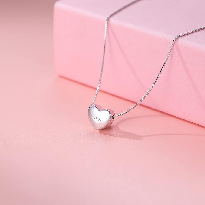 SLUYNZ Genuine 925 Sterling Silver Tiny Love Heart Pendant Necklace for Women Simple Sweet Heart Choker Necklace