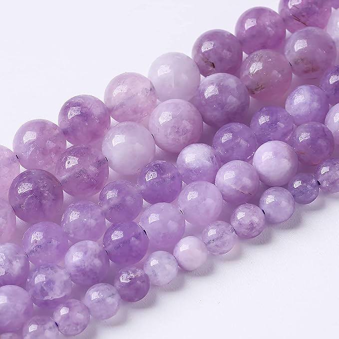 8mm 45pcs Natural Lavender Amethyst Beads Round Loose Gemstone Crystal Energy Healing Power Stone Beads for Jewelry Making DIY Bracelet 15 Inch