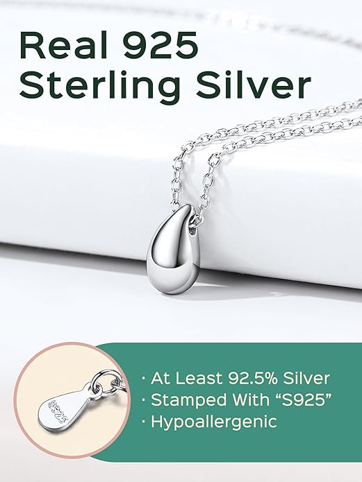 ChicSilver Personalized 925 Sterling Silver Dainty Small Heart/Star/Moon/Dot/Triangle Pendant Necklace for Women, Silver/Gold/Rose Gold/Black (with Gift Box)
