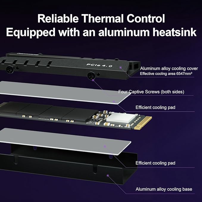 4TB PS5 SSD with Heatsink PCIe Gen4 NVMe M.2 Gaming SSD, 7400MB/s Read, 4GB DRAM Cache, 3D TLC | Internal Solid State Drive Compatible with PS5 & PC(EN855)