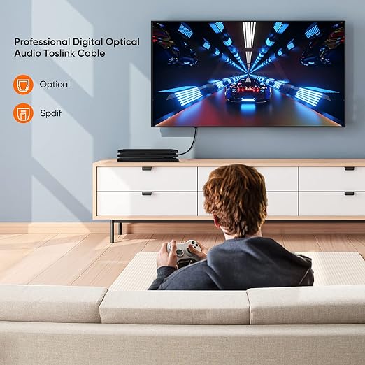 CableCreation Optical Digital Audio Cable, [5-Pack] 6FT Slim Fiber Optic Toslink Optical S/PDIF Cord for Home Theater, Sound Bar, TV, PS4, Xbox, VD/CD Player, Game Console&More, Black/OD:2.2mm