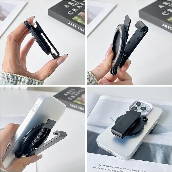 Ysnzaq Belt Clip Holder, Shoulder Bag Holder, Strong Magnetic Attraction Protection, Cell Phone Accessories for Outdoor Work Hiking XTJ Black