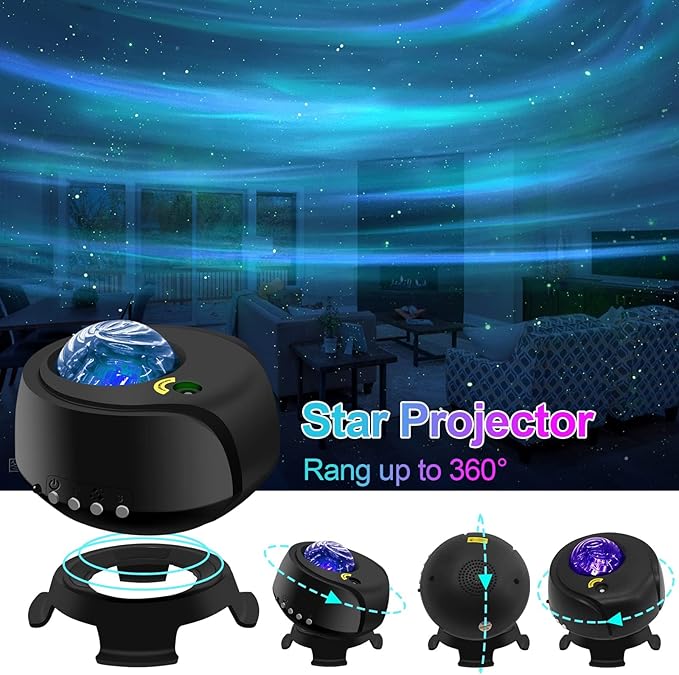Larger Coverage Area Galaxy Projector,with Changing Galaxy Shapes Star Projector,Night Light with Bluetooth Speaker,White Noise,Gifts for Kids,Adults,Christmas,Birthday(Black)