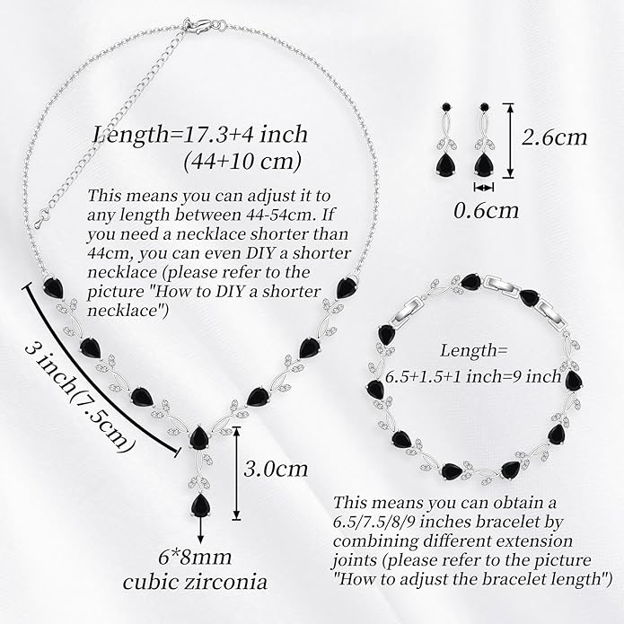 GZWHD Wedding Jewelry Sets for Bride Bridesmaid Women Cubic Zirconia Necklace Earrings Bracelet Set Gift for Mother Friend Wife Daughter Sister Party Prom Jewelry