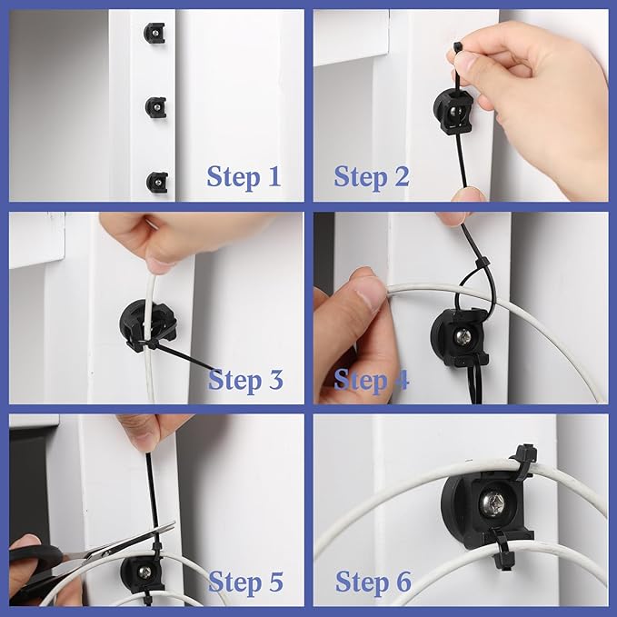 Yookeer 50 Pcs Magnetic Zip Tie Mount Base Black Magnetic Cable Clips Wire Holder Multipurpose Cable Ties Management Base Electrical Supplies for Wire (22 mm)