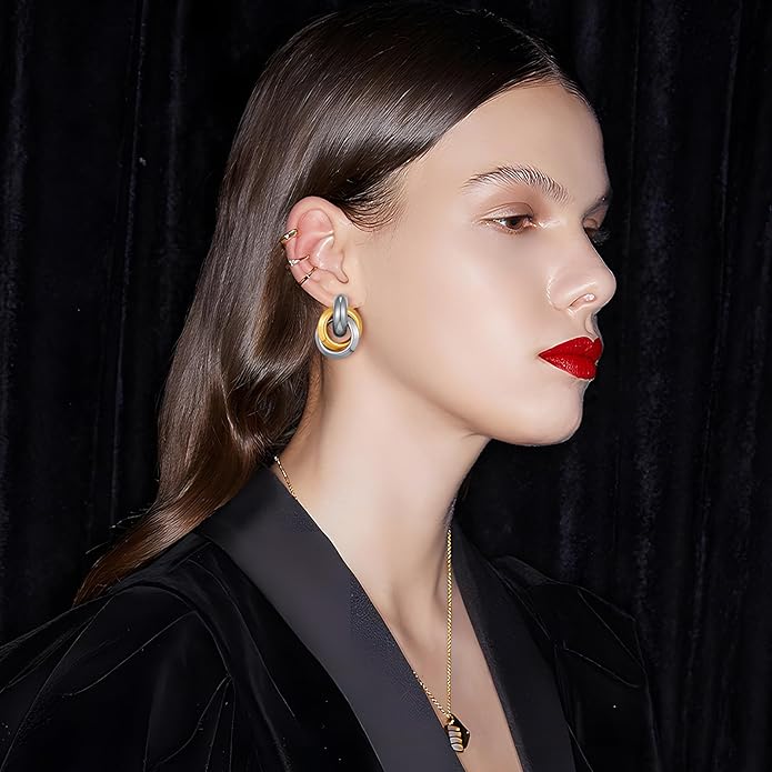 Gold Geometric Drop Dangle Earrings for Women Long Link Dangle Earrings Jewelry Gift