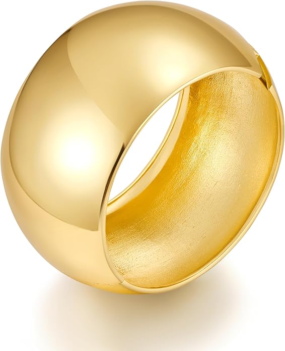 Statement Golden Matte Bracelet for women Minimalist Chunky Brushed Bangle Bracelet Vintage Thick Wide Cuff bracelet Gold Plated Open Cuff Geometric Bracelet