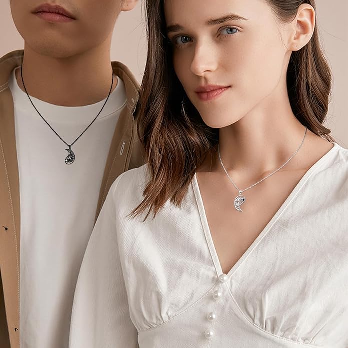 Couple Necklace S925 Sterling Silver for Women Men Mother and Daughter Matching Necklace Jewelry Gifts Birthday Valentine's Day Christmas Thanksgiving