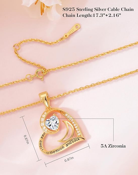 Heart Gold Necklace for Women Birthday Gifts for wife Jewelry for Wife Necklace for Girlfriend Mom Daughter Gold Jewelry for Women