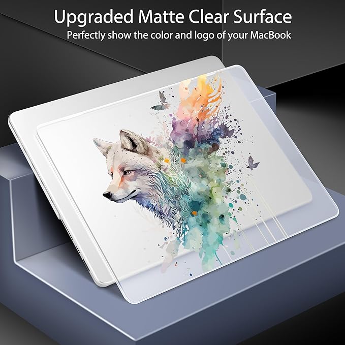 for MacBook Pro 16 inch Case 2021 2022 2023 2024 Release A3186 A3403 M4 A2991 M3 A2780 M2 A2485 M1 Pro/Max, Hard Shell Case with Screen Protector & Keyboard Cover, Wolf