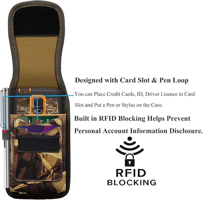 Njjex Phone Holster for Samsung Galaxy Note 20 Ultra Note 10 9 8 S25 Ultra S24 S23 S22 S21+ S20 S10 A14 A15 A16 A36 A35 5G Moto G 5G G Stylus 2025 Nylon Cell Phone Belt Clip Holder Pouch Carrying Case