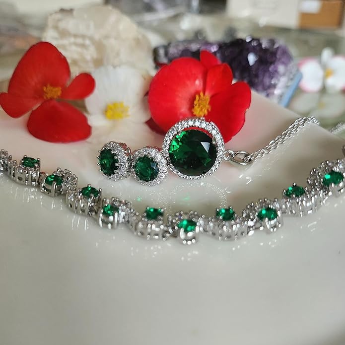 Crystalline Azuria Jewelry Sets For Women Wedding Jewelry Sets Bridal Jewelry Set With Necklace And Earring For Bride Cubic Zirconia Bridesmaid Jewelry