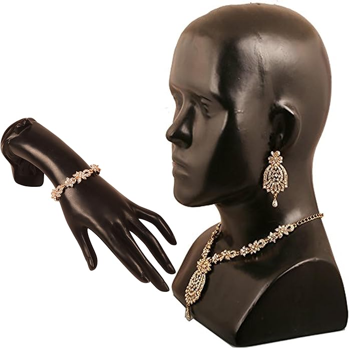 Touchstone Indian jewelry sets for women maang tikka wedding guest gold necklace bollywood jewellery set pageant elegant prom bride accessories western crystal chunky rhinestone necklaces